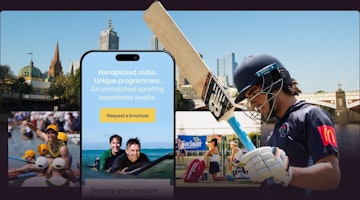 Sport Lived project image. The image displays a mobile view of the website alongside a cricketer and photographs of the gap years.